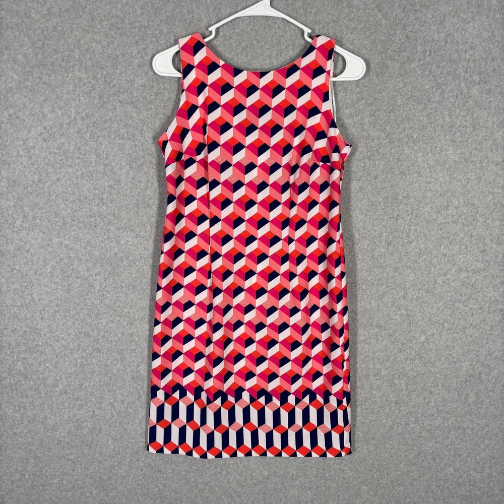 Amanda Lane Dress 2P Knee Navy Coral Mod 50s Shift Church Easter Nautical Preppy